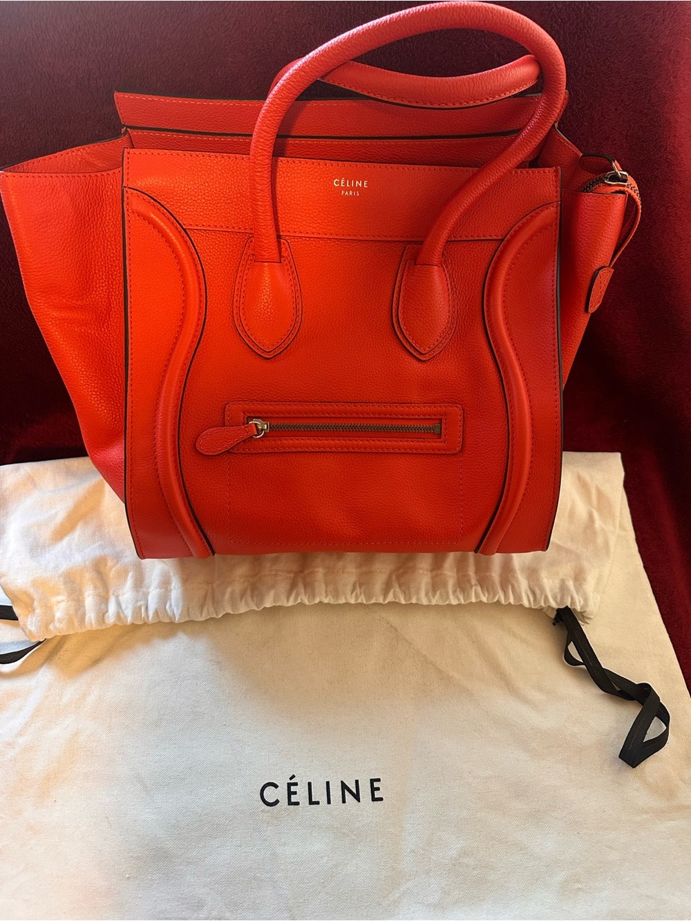 Celine Orange Leather Mini Carryall